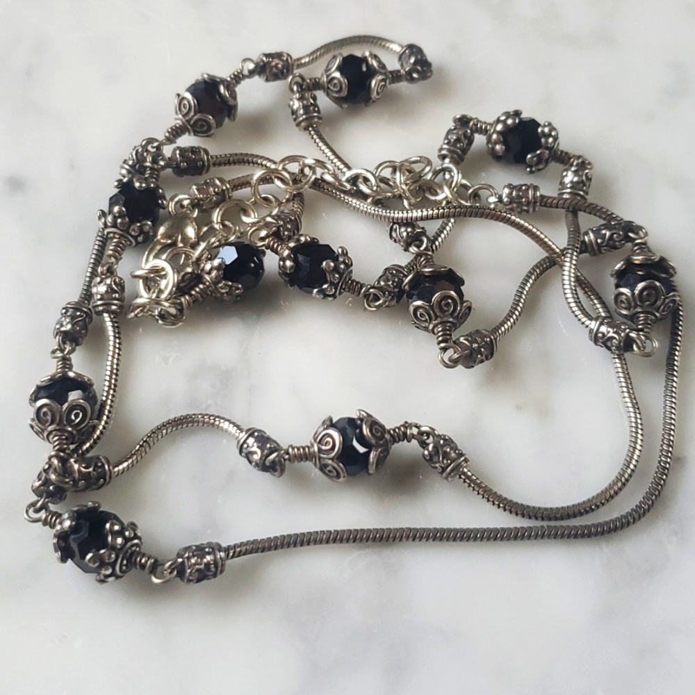 Retired Brighton Necklace with black crystal beads